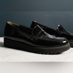 Paul Green Womens Jojo Black Patent Leather Lug Loafers US Size US 6